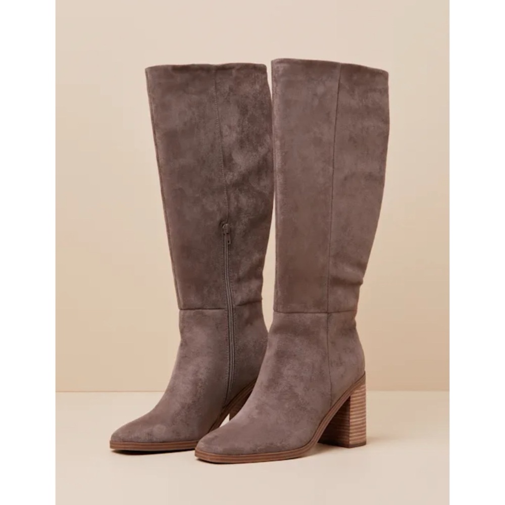 NIB Dolce Vita Flapper Mushroom Taupe Suede Boots - SIZE 8.5